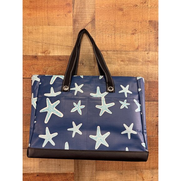 SCOUT Uptown Girl Pocket Tote Bag Blue Starfish Pattern - Picture 4 of 5
